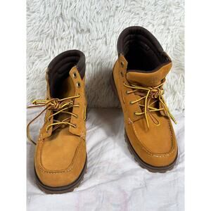 Timberland OAKWELL Wheat Leather Moc Toe 7-Eye Lace Up Boots Boys Size 4 A1BVS
